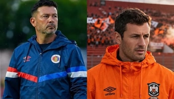 La final nacional entre Águila y FAS enfrenta a Santiago Davio y Adrián Sánchez, ambos en busca de su primer título como entrenadores en El Salvador. (Imágenes de cortesía)