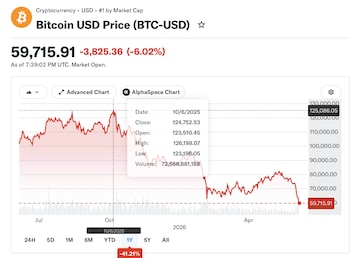 La evolución del Bitcoin en doce meses.