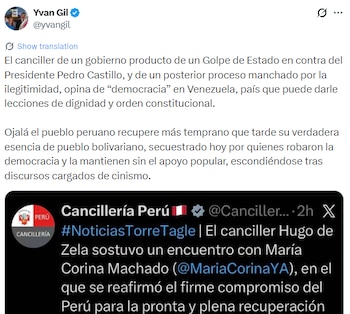 Yván Gil acusa al gobierno