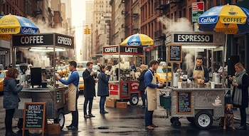 Baristas preparan café para los