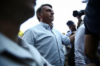 Bolsonaro durante un mitin evangélico