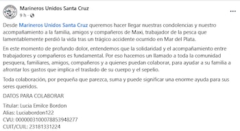 Pedido de ayuda de Marineros Unidos Santa Cruz