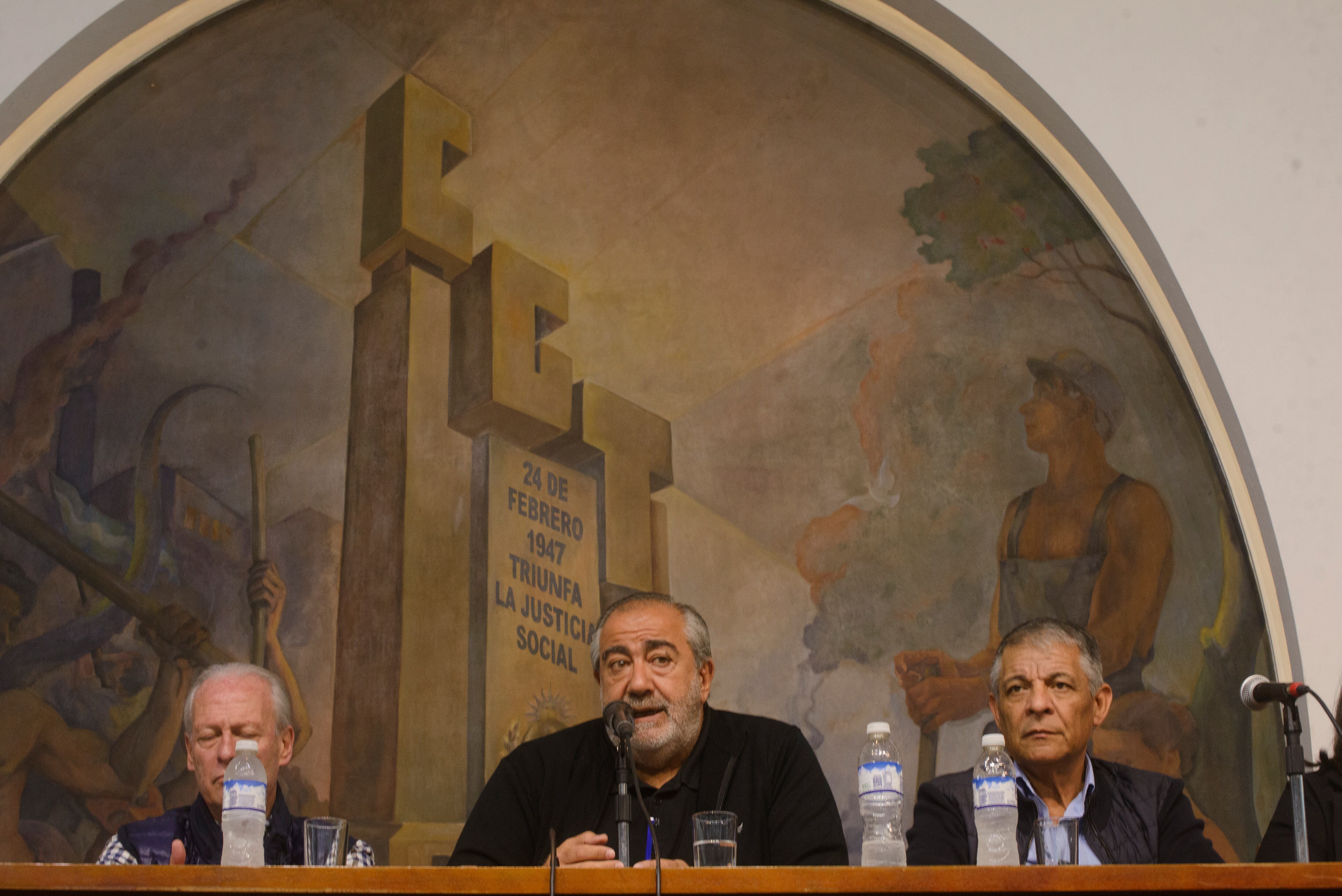 Héctor Daer, Octavio Argüello y Andrés Rodríguez, miembros de la cúpula de la CGT