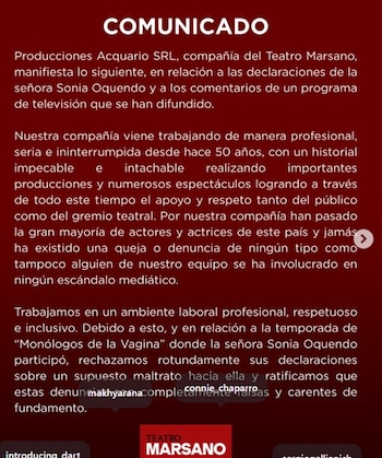 Teatro Marsano se pronunció ante