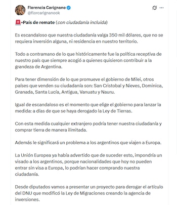 Florencia Carignano - Ciudadanía por inversión