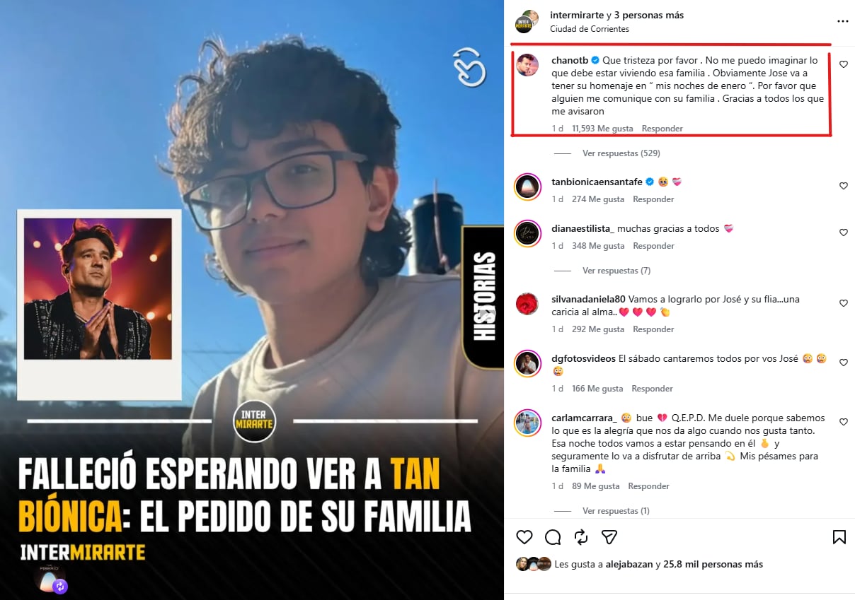 El gesto de Chano tras enterarse de la muerte de José, el joven que soñaba con ver a Tan Biónica
