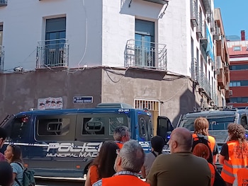 El dispositivo policial desplegado para el desahucio de la cooperativa Ecosol. (Sindicato de Inquilinas)