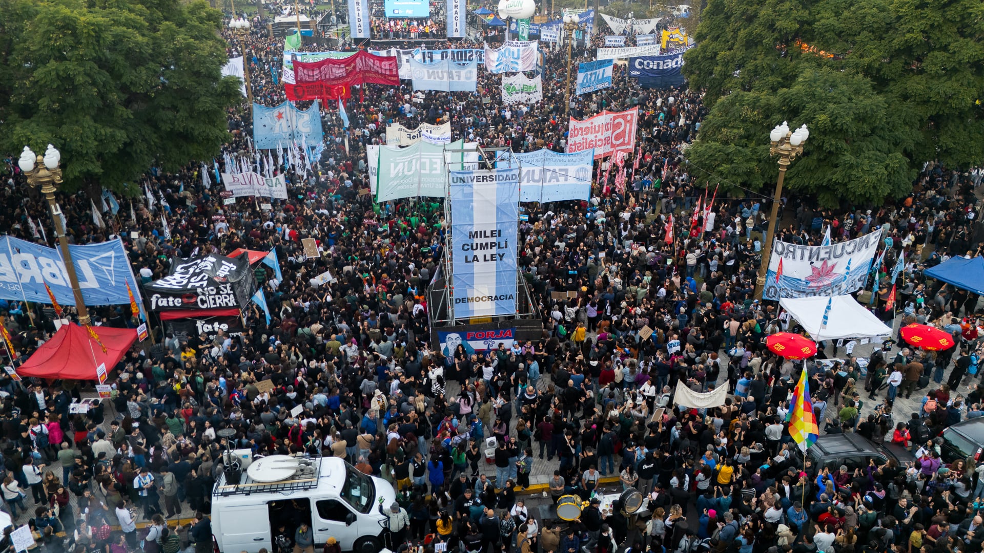 Las universidades leyeron un documento en el acto central y apuntaron contra el Gobierno (Jaime Olivos)