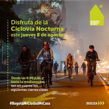Ciclovía nocturna en Bogotá el
