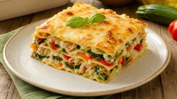Receta de lasagna de verduras y atún, rápida y fácil