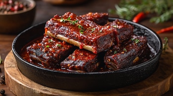 carne de res guisada, costillas suaves, salsa picante, receta hogareña, comida casera, acompañamiento con arroz, tortillas, cocina popular. - (Imagen Ilustrativa Infobae)