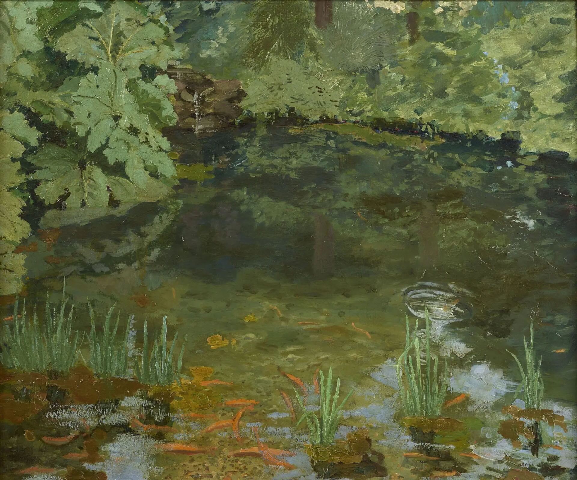 “The Goldfish Pool at Chartwell” (1932). La exposición sobre Winston Churchill busca reinterpretar al líder de guerra como un pintor con profundidad emocional y no como un simple aficionado