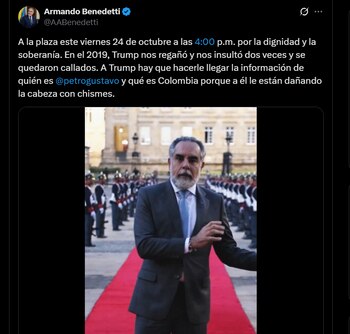 Armando Benedetti, ministro del Interior,