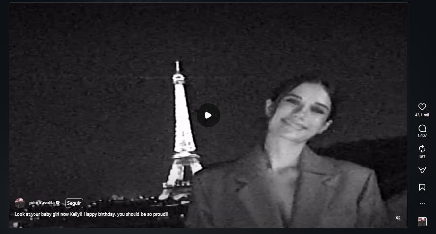 John Travolta subió un video de su hija para conmemorar el cumpleaños de su esposa. (Instagram)