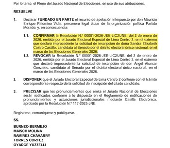 JEE confirma improcedencia de la