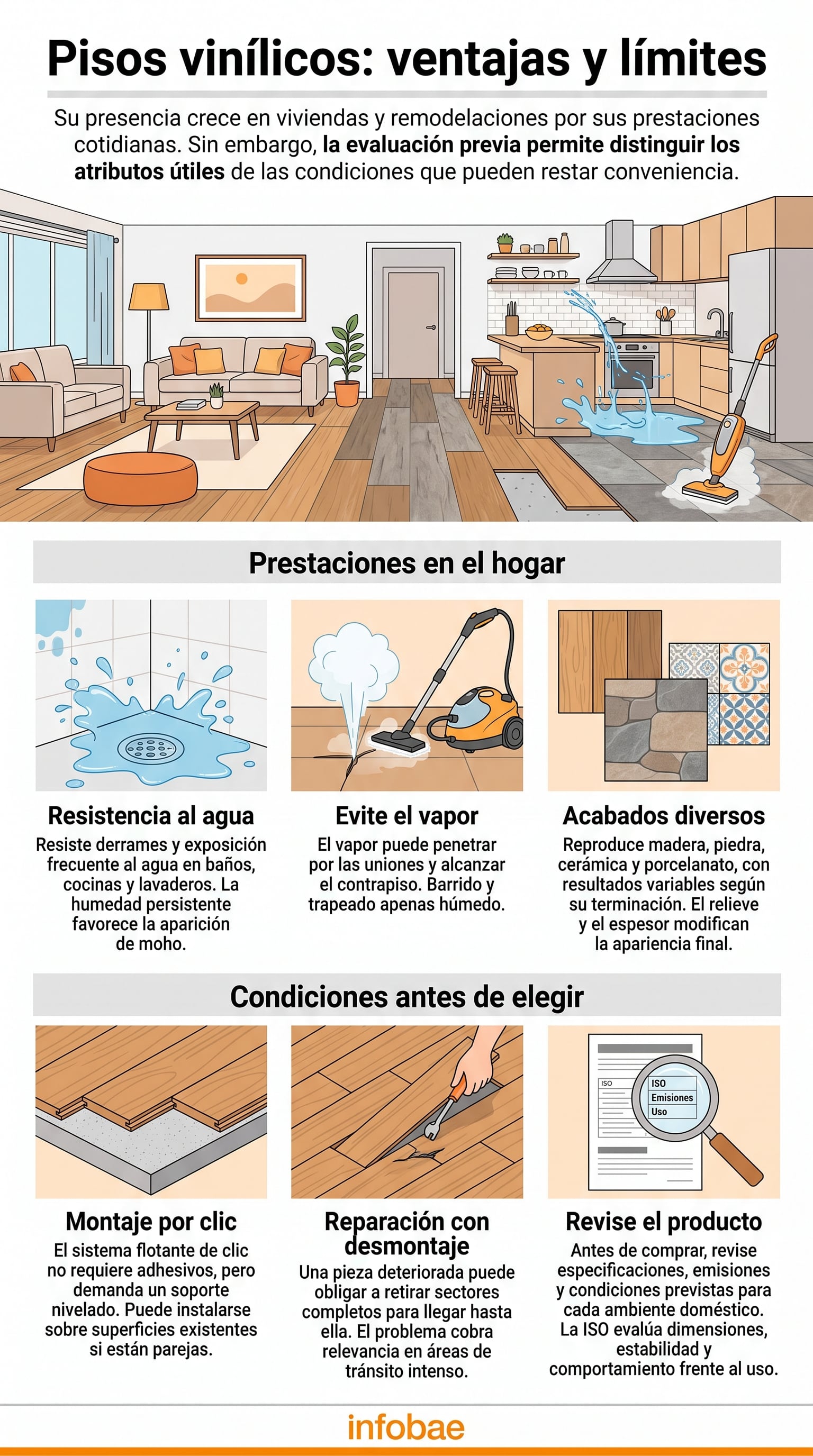 La apariencia del piso vinílico puede acercarse a los materiales naturales sin reproducirlos exactamente. (Imagen Ilustrativa Infobae)