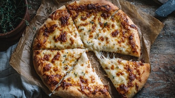 Pizza italiana, preparación casera, queso derretido, comida familiar, rebanada de pizza, masa artesanal, receta sencilla, platillo horneado - (Imagen Ilustrativa Infobae)