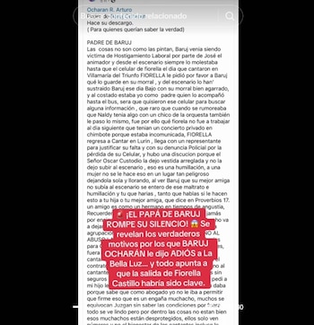 Padre de Baruj Ocharán denunció hostigamiento laboral contra su hijo en La Bella Luz.