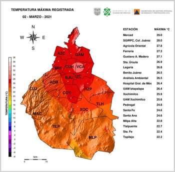 Monitoreo temperaturas CDMX 2 marzo 2021