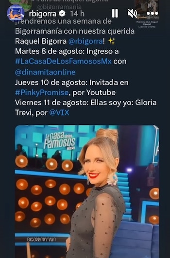 Raquel Bigorra regresa a La casa de los famosos
