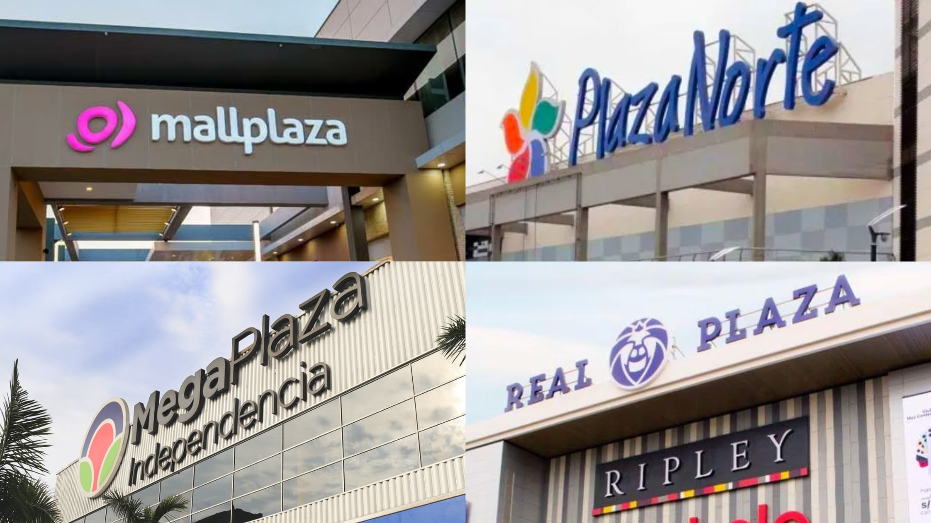 Consulta aquí los horarios de Plaza Norte, Megaplaza, Mallplaza, Real Plaza, Plaza San Miguel, Jockey Plaza y Mall Aventura Plaza para Año Nuevo. Foto: Composición Infobae Perú