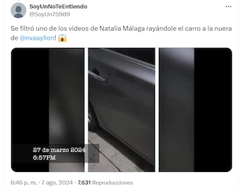 Filtran video de Natalia Málaga rayando auto de hijo de Eva Ayllón.