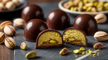 Receta de bombones de pistacho y chocolate, fácil y rápida