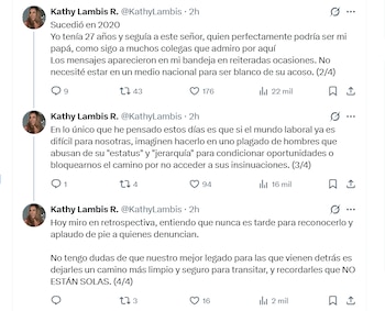 La periodista entregó detalles de los mensajes recibidos - crédito Kathy Lambis / X