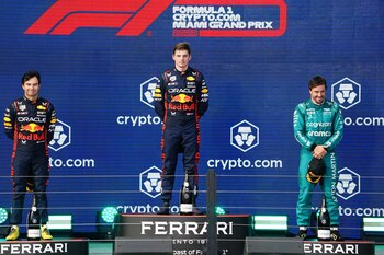 Max Verstappen, Checo Pérez y
