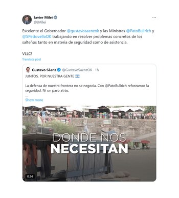 Javier Milei respaldó la construcción