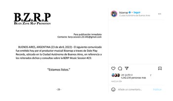 El comunicado de Bizarrap