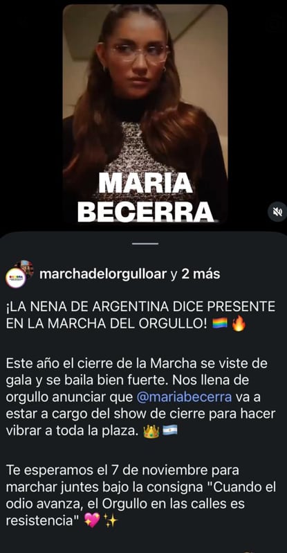 El posteo de la cuenta oficial de la convocatoria