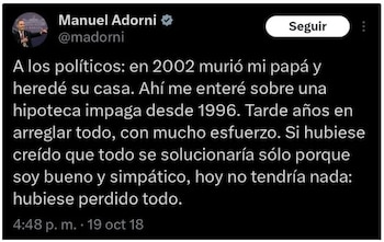 Tuit de Manuel Adorni
