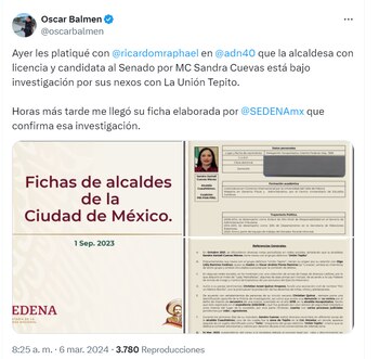Oscar Balmen asegura que Sandra