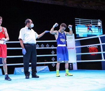 26-07-2021 El boxeador español Gabriel Escobar.
El boxeador español Gabriel Escobar ha logrado el pase a los octavos de final del peso mosca (-52 kg) después de imponerse de manera contundente este lunes en su combate de dieciseisavos de final ante el argentino Ramón Nicanor Quiroga por 5-0.
DEPORTES
GABRIEL ESCOBAR