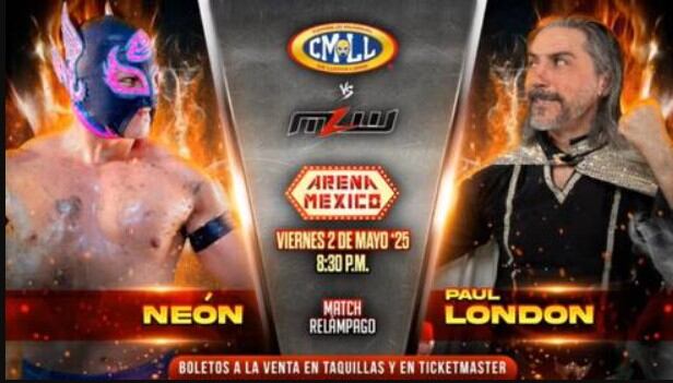 El exluchador de WWE se enfrentará este viernes 2 de mayo a Neón en un match relámpago que forma parte del evento especial entre el CMLL y MLW. ( X / CMLL)