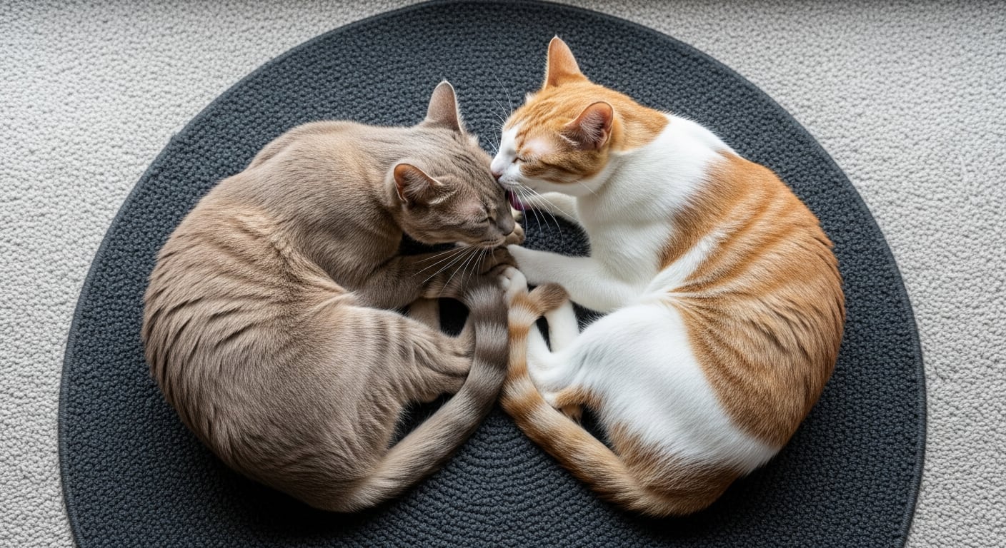 El allogrooming entre gatos suele fortalecer el vínculo cuando aparece junto a cercanía física y posturas corporales sincronizadas (Imagen Ilustrativa Infobae)
