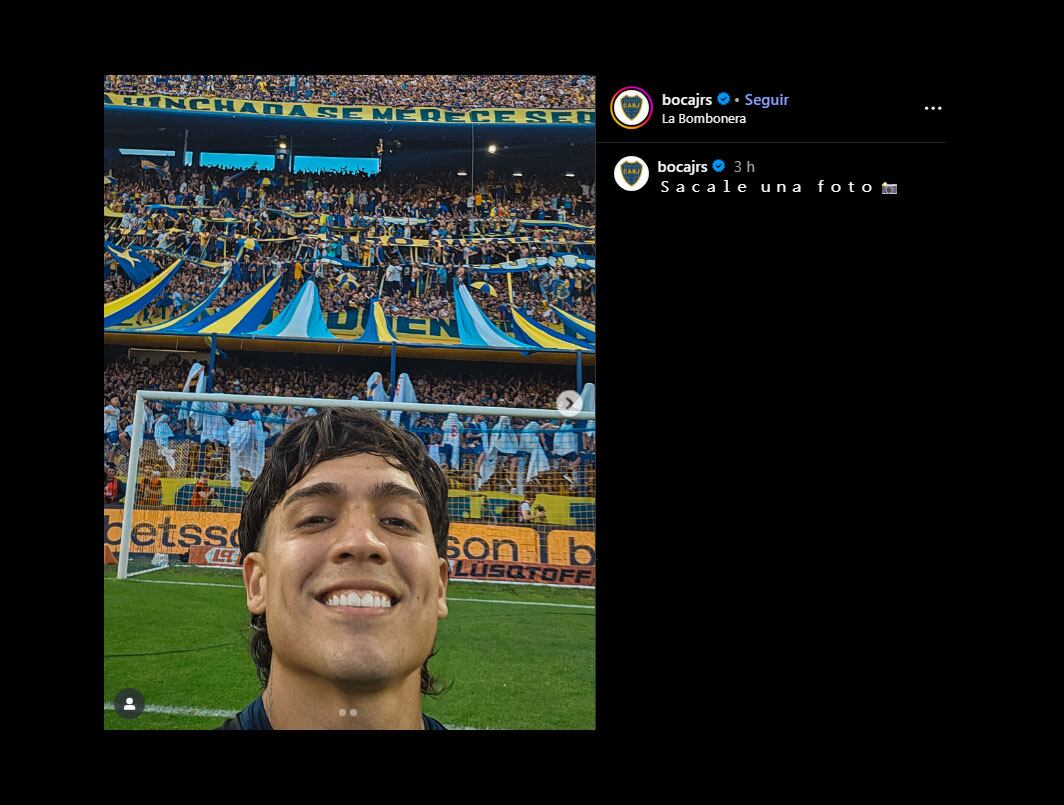 El Changuito Zeballos en el posteo de la cuenta oficial de Boca