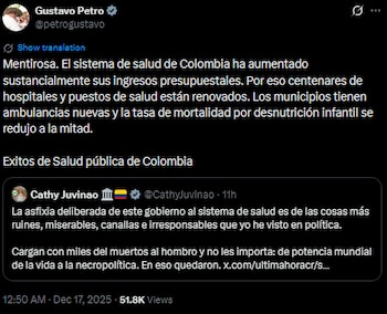 Gustavo Petro llamó "mentirosa" a
