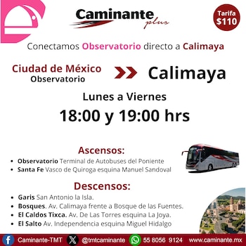 Calimaya nueva ruta CDMX Observatorio
