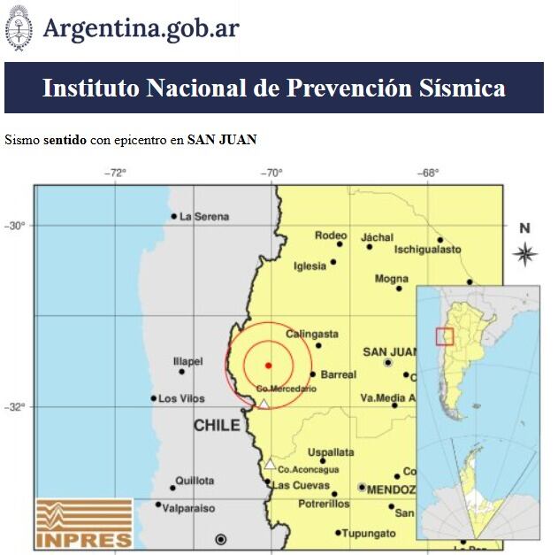 El sismo en San Juan tuvo una magnitud de 4 grados y se sintió levemente en Calingasta, Barreal y la capital provincial