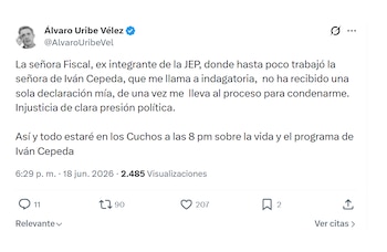Álvaro Uribe Vélez se despachó contra la Fiscalía