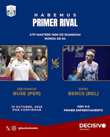 Ignacio Buse se enfrentará al belga Zizou Bergs por la segunda ronda del Masters 1000 de Shanghái 2026.