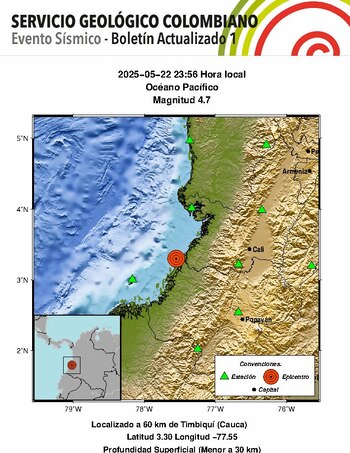 Debido a la poca profundidad del sismo se llegó a sentir hasta en varias poblaciones del departamento de Valle del Cauca - crédito @sgcol/X