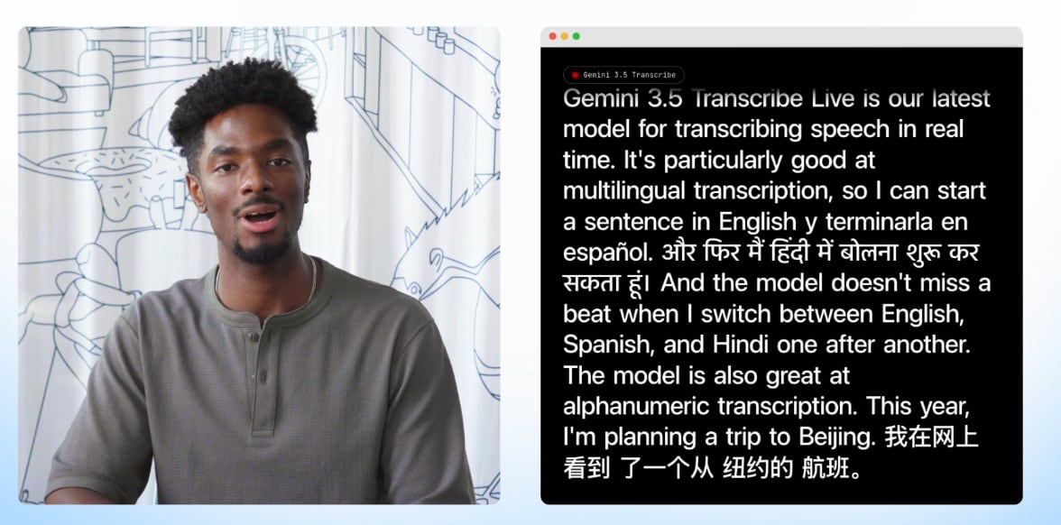 Gemini 3.5 Transcribe evita puede transcribir múltiples idiomas y evitar errores en caso de que sean palabras o acentos complejos. (Foto: Google)
