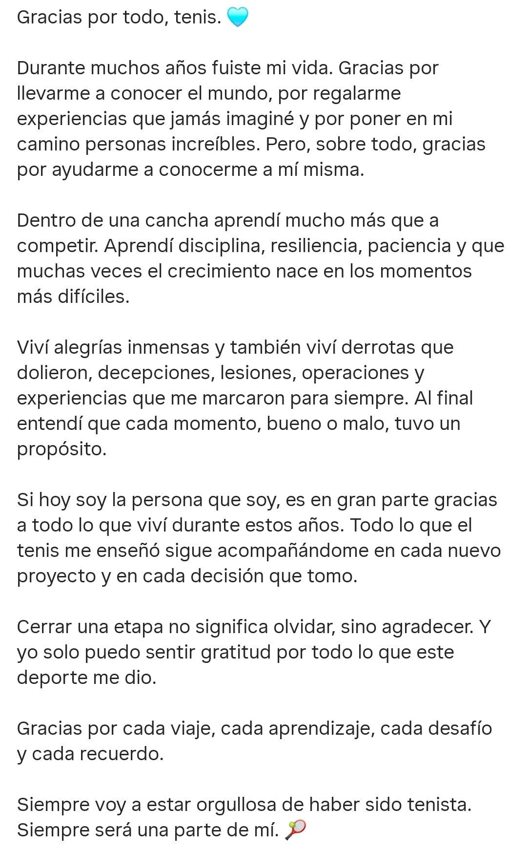 El mensaje de Anastasia Iamachkine en Instagram.