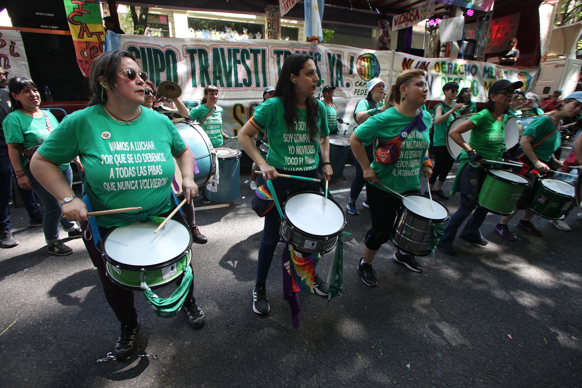 La banda de percusión de ATE: reclamó cupo travesti trans en el Estado