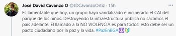 Foto: Twitter José David Cavanzo.