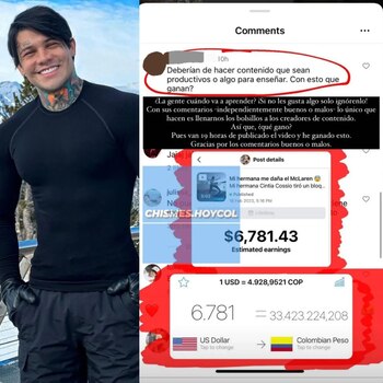 Estas fueron las ganancias que generó dicho video a Yeferson Cossio en menos de un día, lo que quiere decir que, en este momento, esa suma se pudo haber multiplicado hasta por cinco| Foto: captura de pantalla Instagram