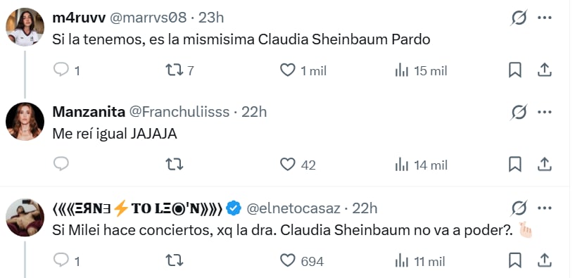 Las imágenes de la cantante argentina en el Estadio Monumental circularon ampliamente entre usuarios mexicanos y argentinos, que convirtieron la comparación en una cadena de publicaciones humorísticas sin respuesta oficial de ninguna de las dos figuras